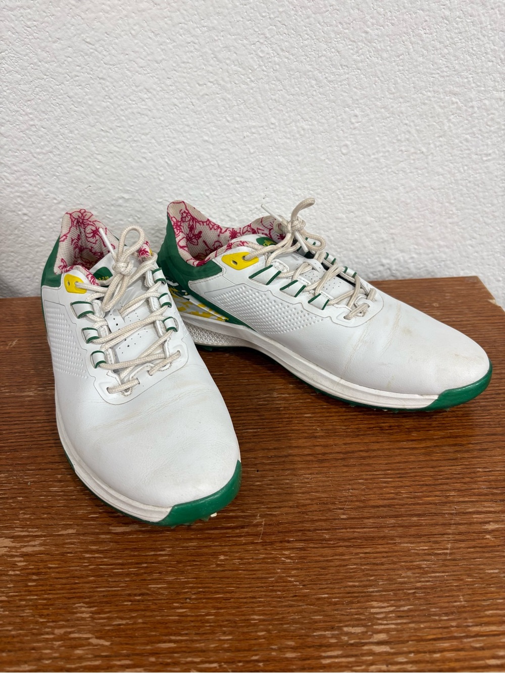 Callaway White Sneakers with Green and Yellow Accents
